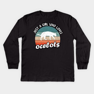 Ocelot Baby Ladies Girls Vintage Retro Style Kids Long Sleeve T-Shirt